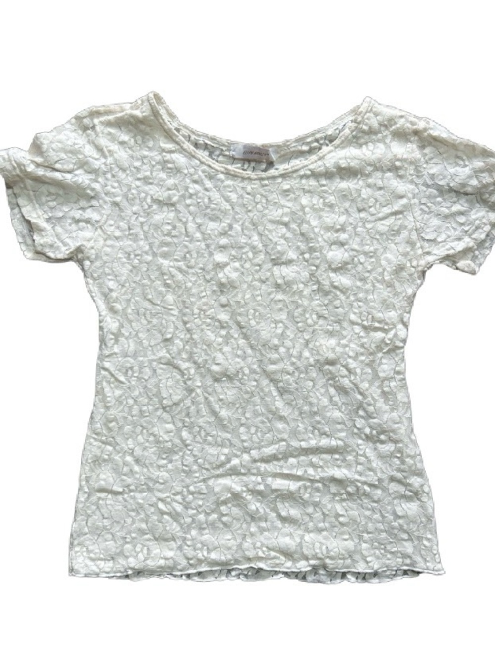 Vintage, barely worn: White Floral Lace Short-Sleeve Top